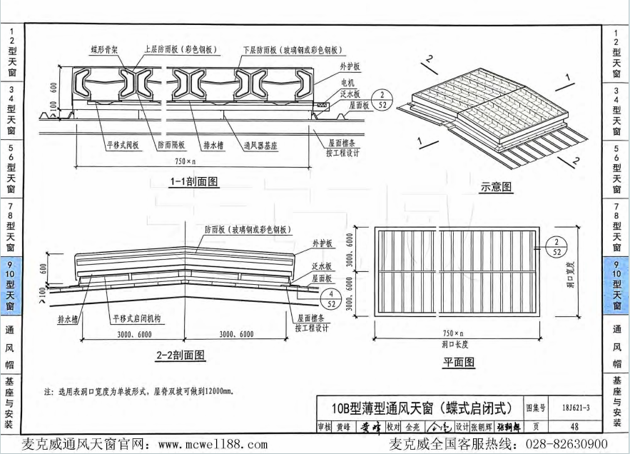 10B型薄型通風(fēng)天窗